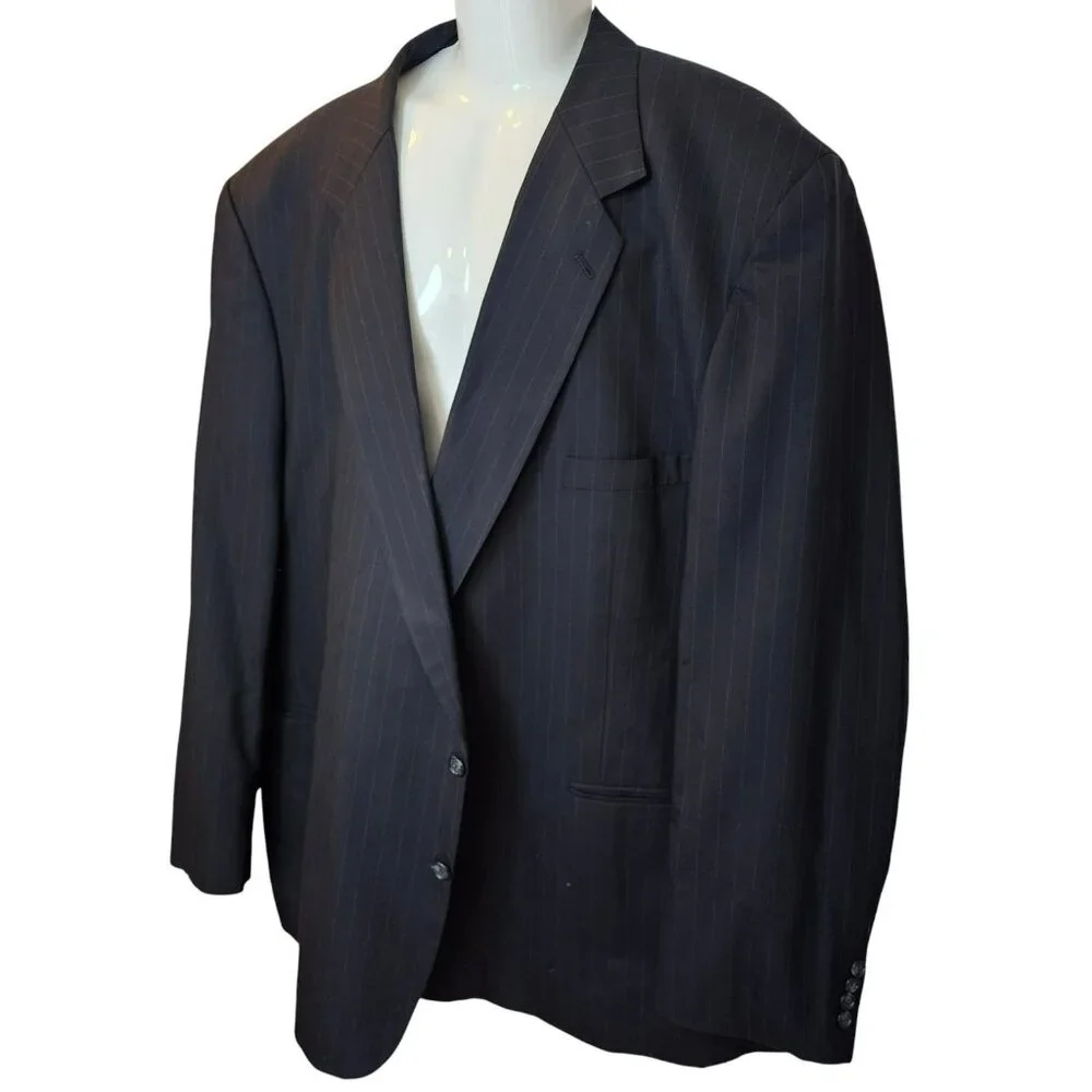 Robert Kent Wool Blazer 100%‎ Wool | 2-Button Pinstripe Suit Jacket 29x27